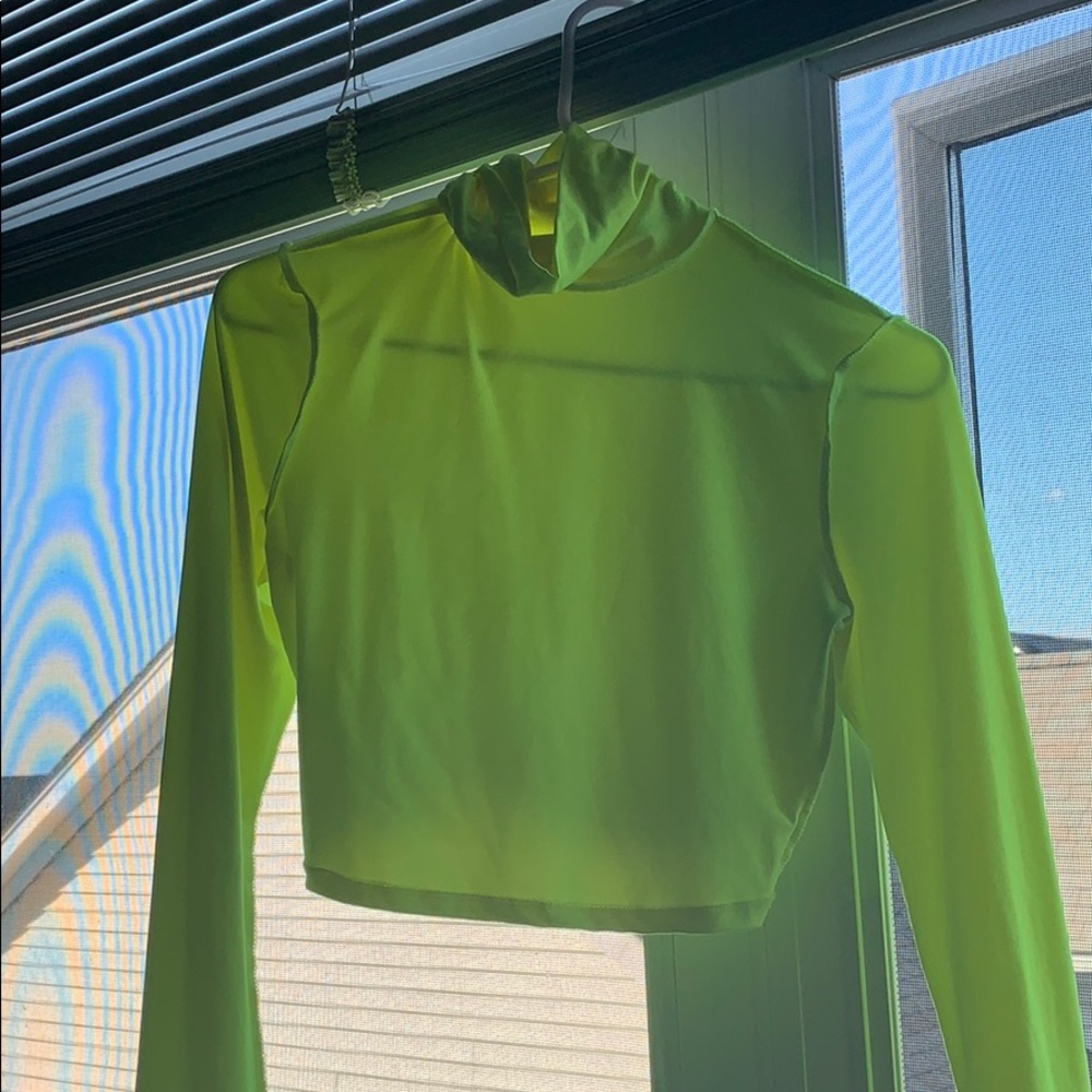 Neon green turtle neck